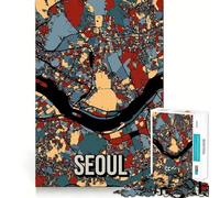 Rompecabezas para Adultos de 1000 Piezas, Mapa de la Ciudad de Seúl, Corea del Sur, Arte de Bordes precisos, Juguete Creativo, Juego para Pasar un rato Agradable, Pieza de Arte navideña (38x26cm)