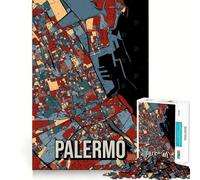 Rompecabezas para Adultos de 1000 Piezas,Mapa de Palermo,Italia y Sicilia,decoración,lógica,Habilidad,Juego Casual,Divertido,Regalo de cumpleaños (50x75cm)