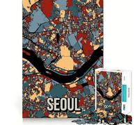 Rompecabezas para Adultos de 1000 Piezas Mapa de Seúl, Corea del Sur Juego de lógica con Piezas de Ajuste preciso Un Momento Divertido y Acogedor Regalo Ideal para cumpleaños (38x52cm)