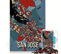 Rompecabezas para Adultos de 1000 Piezas,Mapa Retro de la Ciudad de San José,Corte Impecable,Divertido Juego de concentración,Regalo de Juego Gratuito,Regalo de cumpleaños Divertido (50x75cm)