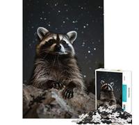 Rompecabezas para Adultos de 1000 Piezas Mapache bajo el Cielo Nocturno Juego Imposible para un desafío Educativo Juguete Ideal para Regalar en cumpleaños y Mejorar la Memoria (tamaño 38x52cm)