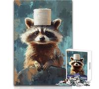 Rompecabezas para Adultos de 1000 Piezas: Mapache con Sombrero de Papel higiénico Juego Educativo para Aprender (tamaño 38x26cm)