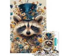 Rompecabezas para Adultos de 1000 Piezas Mapache El Bandido Elegante Rompecabezas para Adolescentes Ideal para Pasar el Tiempo en casa Un Juego de desafío único 38x52cm