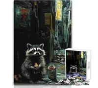 Rompecabezas para Adultos de 1000 Piezas: Mapache en la Noche Juego Educativo para Aprender (tamaño 38x52cm)