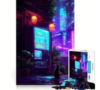 Rompecabezas para Adultos de 1000 Piezas Máquina expendedora de Gatos,Ciudad cibernética,diseño de Corte Fino,Actividad para la Mente Inteligente,Tiempo de Paz,Juego,decoración navideña (38x52cm)