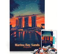 Rompecabezas para Adultos de 1000 Piezas Marina Bay Sands Singapur Juguetes para armar para diversión Familiar con Piezas de Formas aleatorias Que encajan Perfectamente 38x26cm