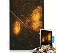 Rompecabezas para Adultos de 1000 Piezas Mariposa Dorada y crisálida bajo la Lluvia, Juguetes para armar, Ideal para Reducir el estrés, con póster y Hoja de Preguntas a Juego 38x26cm
