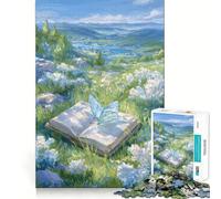 Rompecabezas para Adultos de 1000 Piezas Mariposa sobre Libro en un Prado Juego de Ajuste preciso Juguete Inteligente para ejercitar la Mente Tiempo Libre Regalo de cumpleaños (38x26cm)