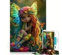 Rompecabezas para Adultos de 1000 Piezas,Mariposa y Hada,Corte Premium,Divertido,lógico,Juguete,fácil de Usar,Arte de Pared navideño (38x52cm)