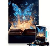 Rompecabezas para Adultos de 1000 Piezas,Mariposas,Libros,mágico,Premium,Divertido,lógico,Juguete,fácil de Usar,Arte de Pared navideño (38x52cm)