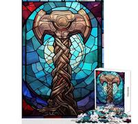 Rompecabezas para Adultos de 1000 Piezas Martillo Mjolnir Thor Juguete para decoración de Pared Obra de Arte Regalo Juegos educativos difícil y desafiante (tamaño 38x26cm)