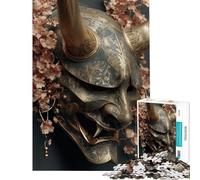 Rompecabezas para Adultos de 1000 Piezas Máscara Hannya con Flores de Cerezo Un Reto Educativo Decoración Juegos Familiares Apto para Mayores de 14 años (50x75cm)