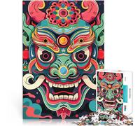 Rompecabezas para Adultos de 1000 Piezas Máscara Japonesa Oni Yokai Juguetes de Bricolaje Cada Pieza es única: un desafiante y Divertido Juego Familiar 75x50cm