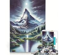 Rompecabezas para Adultos de 1000 Piezas Matterhorn Moonlit Dream Juegos relajantes para Mejorar la Memoria cumpleaños y Navidad 38x52cm