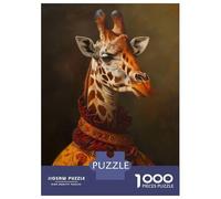 Rompecabezas para Adultos De 1000 Piezas Medieval Giraffe Portrait Rompecabezas para Adultos Juegos Relajantes Desafío Difícil Actividades Divertidas En Casa 70x50cm/1000pcs