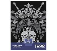 Rompecabezas para Adultos De 1000 Piezas Medieval Raven Skull Crest - Gothic Raven Rompecabezas para Adultos Juegos Familiares Montaje De Patrones Cumpleaños Y Navidad 70x50cm/1000
