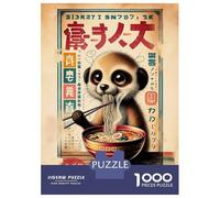 Rompecabezas para Adultos De 1000 Piezas Meerkat Eating Ramen Japanese Style Rompecabezas para Adultos Juego De Ingenio Análisis Y Lógica Cumpleaños Y Navidad 52x38cm/1000pcs
