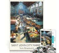 Rompecabezas para Adultos de 1000 Piezas: Mercado de la Ciudad de Saint John Juego de ingenio para divertirse en Familia y Fortalecer el Amor Entre Parejas 38x52cm