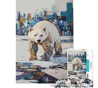 Rompecabezas para Adultos de 1000 Piezas Mi hábitat Oso Polar en Paisaje Urbano Juego desafiante Juguete Educativo decoración Perfecta Regalo Divertido (tamaño 50x75cm)