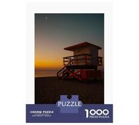 Rompecabezas para Adultos De 1000 Piezas Miami Beach Lifeguard Stand Rompecabezas para Adultos Juego De Ingenio Patrón De Ensamblaje Regalos para Amigos Y Familiares 52x38cm/1000pcs