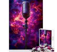 Rompecabezas para Adultos de 1000 Piezas micrófono Vintage en Humo decoración del hogar Juguetes Grandes Regalos y Juguetes Juego Educativo Cada Pieza es única Tamaño: 38x52cm