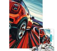 Rompecabezas para Adultos de 1000 Piezas Mini Cooper Rojo a Toda Velocidad Juego Familiar Juguetes educativos Regalo Ideal para Jugar y Mejorar la Memoria (tamaño 38x52cm)