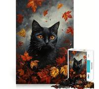 Rompecabezas para Adultos de 1000 Piezas Mirada de Gato en otoño - Arte de Ajuste, Juego Inteligente,Regalo de Juego Lento,Regalo de Arte navideño (38x26cm)