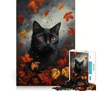 Rompecabezas para Adultos de 1000 Piezas Mirada de Gato otoñal - Juego de Ajuste Exacto,Juego de Habilidad Mental,Juego Libre,Escena navideña (38x52cm)