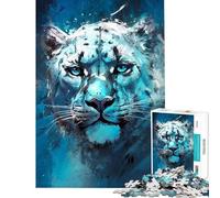 Rompecabezas para Adultos de 1000 Piezas Mirada de Leopardo de Las Nieves Juego práctico Una Obra de Arte cumpleaños y Navidad (Tamaño 38x52cm)