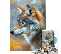 Rompecabezas para Adultos de 1000 Piezas Mirada de Lobo bajo la Lluvia para Juego Educativo desafío Juguete Juego de ingenio Regalo de cumpleaños (tamaño 38x26cm)