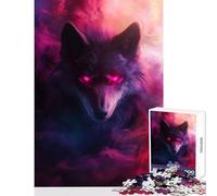 Rompecabezas para Adultos de 1000 Piezas Mirada de Lobo neón Juguete Educativo Gran Regalo y Juego de ingenio Cada Pieza es única (tamaño 50x75cm)