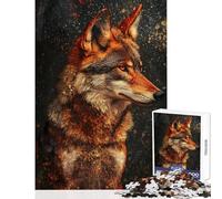 Rompecabezas para Adultos de 1000 Piezas Mirada del Lobo Dorado Juguete antiestrés Una Obra de Arte Regalo Ideal para Amigos y Familiares (tamaño 50x75cm)