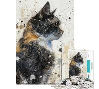 Rompecabezas para Adultos de 1000 Piezas Mirada Felina cósmica Rompecabezas para Adultos para armar Juguetes DIY Una Obra de Arte cumpleaños y Navidad (tamaño 38x26cm)