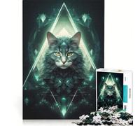 Rompecabezas para Adultos de 1000 Piezas, Mirada Felina Esmeralda, Juego práctico, Pero Divertido y con Humor, Colección de Artistas, Bellas Artes 38x26cm