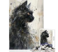 Rompecabezas para Adultos de 1000 Piezas Mirada Felina mística Juego práctico Regalos para Mujeres Juguetes de decoración para el hogar cumpleaños (50x75cm)