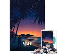 Rompecabezas para Adultos de 1000 Piezas Modelo Maldivas de Noche Juego práctico Que desafía la Inteligencia Cerebral Juguetes adictivos Regalos de cumpleaños para Mujeres tamaño 38x26cm