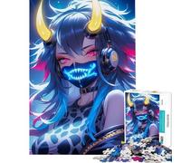 Rompecabezas para Adultos de 1000 Piezas Modelo Neon Oni Girl difícil y desafiante Juguete de Pared para Mayores de 14 años (38x26cm)