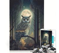 Rompecabezas para Adultos de 1000 Piezas Modelo Owl Night Juguetes de Bricolaje Carrera de Velocidad Manual con Piezas de Formas aleatorias Que encajan Perfectamente 38x52cm