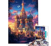Rompecabezas para Adultos de 1000 Piezas Modelo St Basil's Night Glow Juguete Intelectual Juegos Familiares decoración Excelentes Regalos y Juguetes (tamaño 75x50cm)