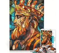 Rompecabezas para Adultos de 1000 Piezas Modelo Stained Glass King Juguetes antiestrés Corte de precisión colección de Artistas Bellas Artes 50x75cm
