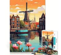 Rompecabezas para Adultos de 1000 Piezas Molino de Viento de Ámsterdam,Viaje,Corte Premium,Juego de concentración,diversión,Tiempo Libre, (50x75cm)