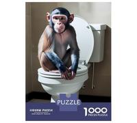Rompecabezas para Adultos De 1000 Piezas Monkey on Toilet Bathroom Art Rompecabezas para Adultos Juegos Relajantes Alivia El Estrés Ayuda A Ejercitar El Cerebro 52x38cm/1000pcs