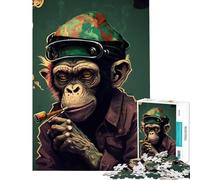 Rompecabezas para Adultos de 1000 Piezas Mono Fumador de Marihuana Juguete Educativo e Intelectual Regalo Ideal para el Amigo Invisible y para aliviar el estrés (tamaño 38x52cm)