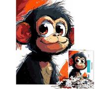 Rompecabezas para Adultos de 1000 Piezas Mono pensativo Ayuda a ejercitar el Cerebro Una Obra de Arte Juegos relajantes para Mayores de 14 años 38x52cm