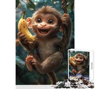Rompecabezas para Adultos de 1000 Piezas Mono Sonriente con plátano Juguete Educativo Grandes Regalos y Juguetes Juegos educativos interacción Entre Padres e Hijos tamaño 50x75cm