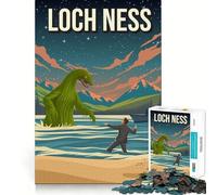 Rompecabezas para Adultos de 1000 Piezas Monstruo del Lago Ness,Criptozoo,Póster de Viaje,Articulaciones Finas,Divertido desafío Mental,Juguete,Juego Acogedor,Regalo de cumpleaños (50x75cm)