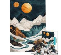 Rompecabezas para Adultos de 1000 Piezas Montaña Dorada de Noche Divertidos Juegos de Rompecabezas para Adultos Difíciles y Originales Regalos para cumpleaños y Navidad (tamaño 38x52cm)