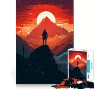 Rompecabezas para Adultos de 1000 Piezas,montaña,Puesta de Sol,Pixel Art,decoración de Bordes impecables,Juguete para retos mentales,Juego Relajante, (38x52cm)