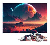 Rompecabezas para Adultos de 1000 Piezas montañas Luna y Espacio Una Obra de Arte para Adolescentes a Partir de 14 años (tamaño 75 x 50 cm)