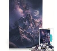 Rompecabezas para Adultos de 1000 Piezas Montañas místicas iluminadas por la Luna Juegos Familiares decoración de Pared con Piezas de Formas aleatorias Que encajan Perfectamente 38x26cm